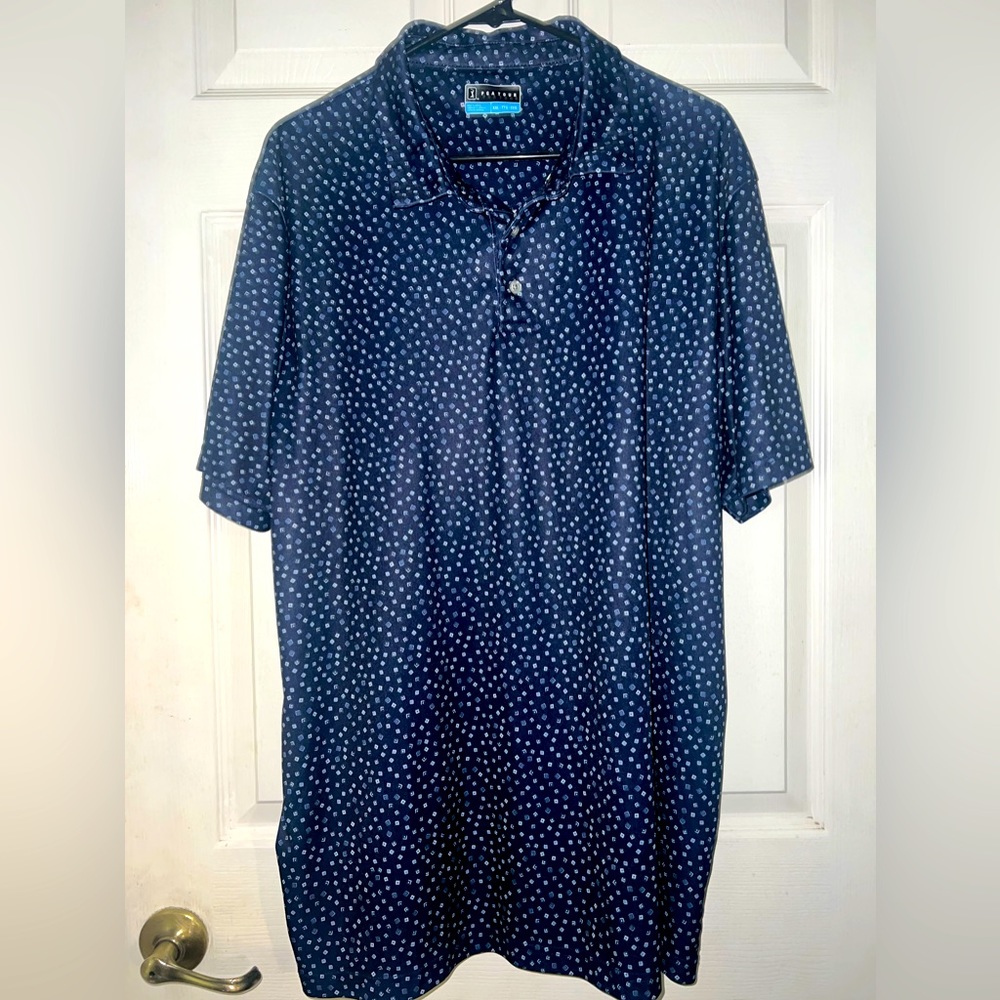 Men’s PGA Tour Golf Shirt Blue Pattern Size XXL